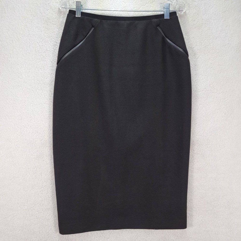 Elie Tahari Black Stretch Zipper Slim Career Evening Straight Pencil Skirt